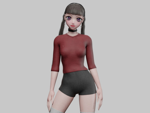 Young anime girl V30053 3Dモデル