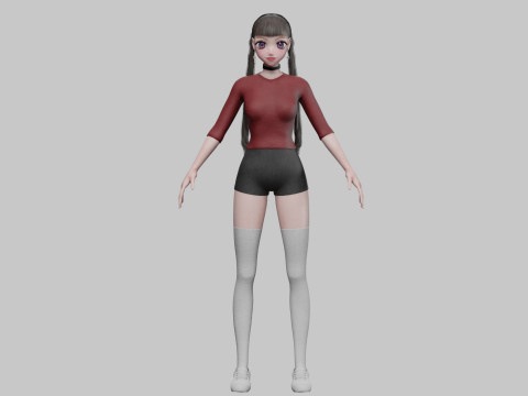 Young anime girl V30053 3D 模型