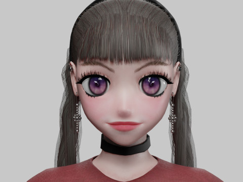 Young anime girl V30053 3D 模型
