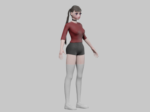 Young anime girl V30053 3D 模型