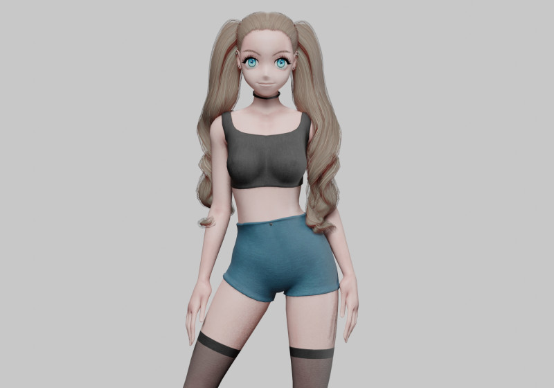 Anime Basic girl V36995 3D Модель .c4d .max .obj .3ds .fbx .stl .blend 