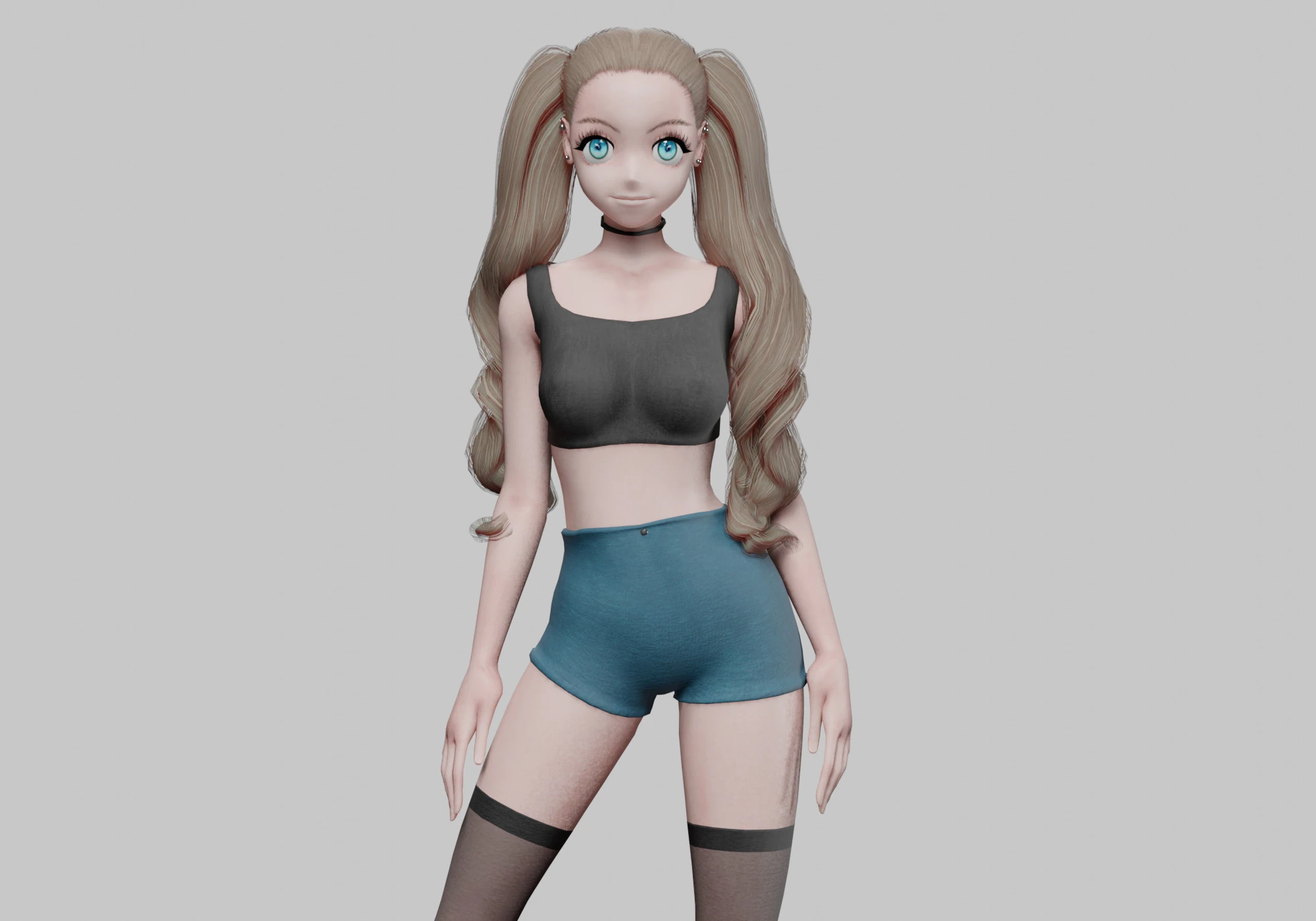 Anime Basic girl V36995 3D Model .c4d .max .obj .3ds .fbx .stl .blend 