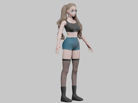 Anime Basic girl V36995 3D Model