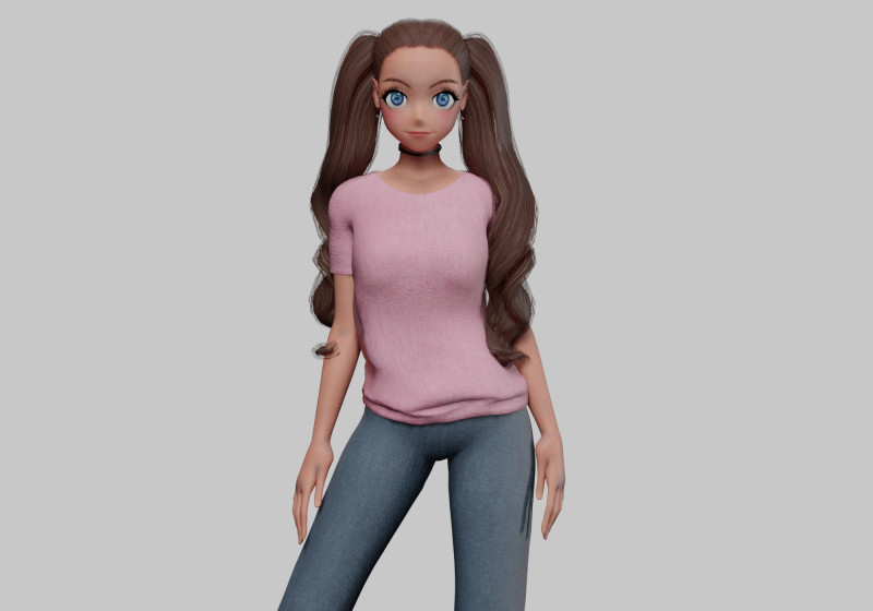 Anime Beautiful girl V34574 3Dモデル .c4d .max .obj .3ds .fbx .stl .blend 