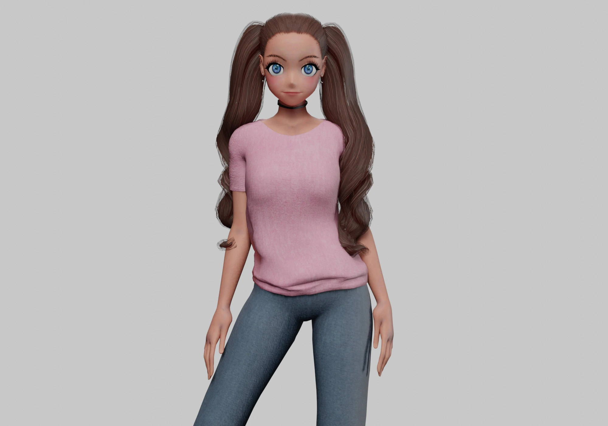 Anime Beautiful girl V34574 3D Model .c4d .max .obj .3ds .fbx .stl .blend 