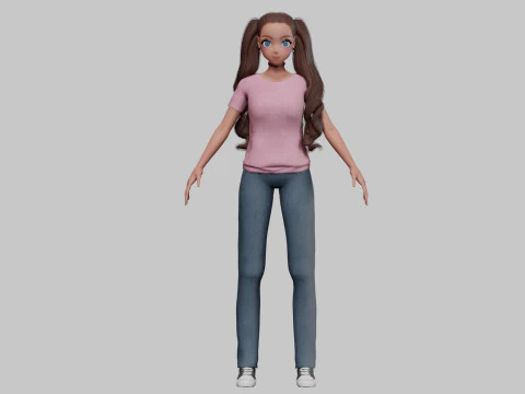Anime Beautiful girl V34574 3D Model