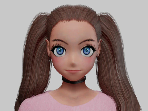 Anime Beautiful girl V34574 3D Model