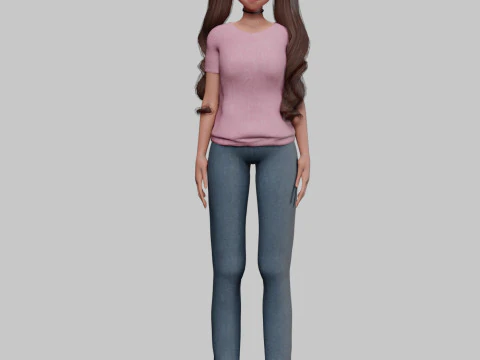 Anime Beautiful girl V34574 3D Model