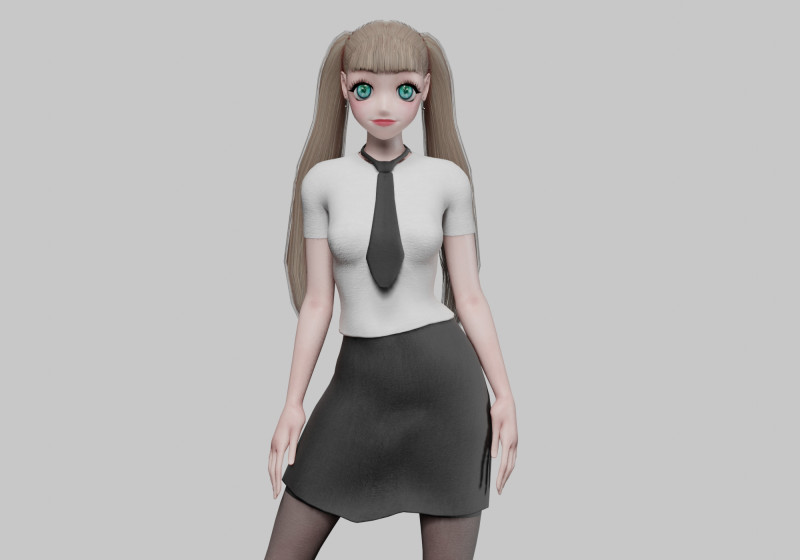 Anime Cartoon girl V23829 3D Model .c4d .max .obj .3ds .fbx .stl .blend