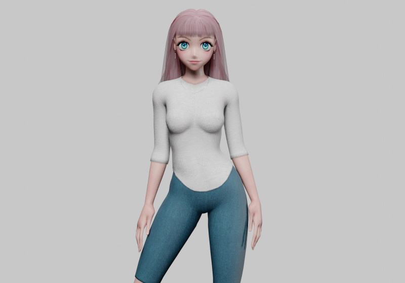 Anime classic girl V31771 3Dモデル .c4d .max .obj .3ds .fbx .stl .blend 