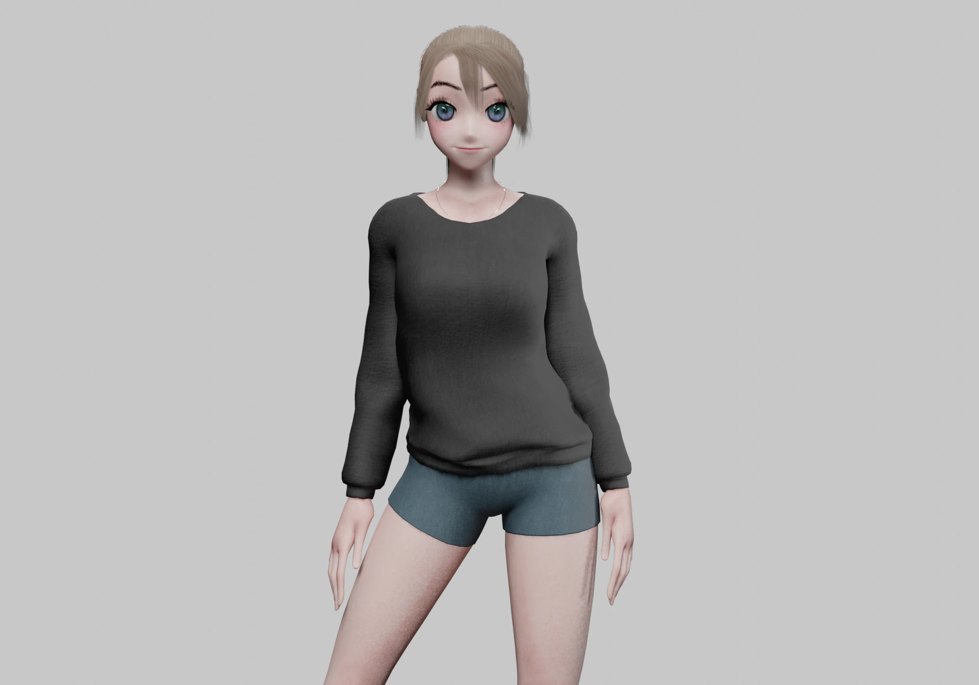 Anime cool girl V22224 3D Model .c4d .max .obj .3ds .fbx .stl .blend