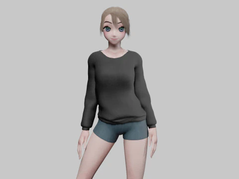 Anime cool girl V22224 3D Model
