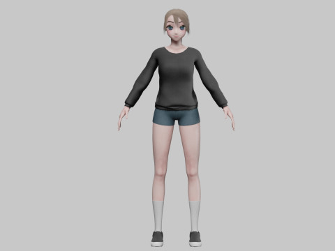 Anime cool girl V22224 3Dモデル