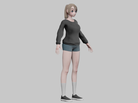 Anime cool girl V22224 3Dモデル