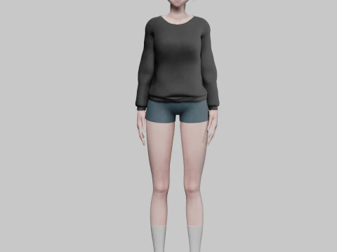 Anime cool girl V22224 3D Model