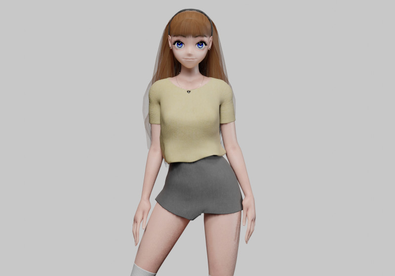 Anime cute girl V33818 Modèle 3D .c4d .max .obj .3ds .fbx .stl .blend 