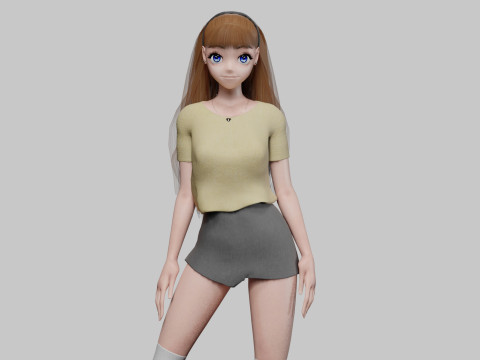 Anime cute girl V33818 Modèle 3D