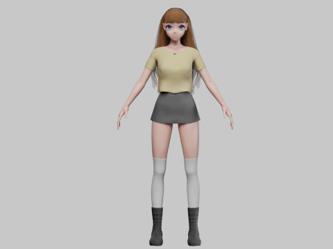 Anime cute girl V33818 Modèle 3D