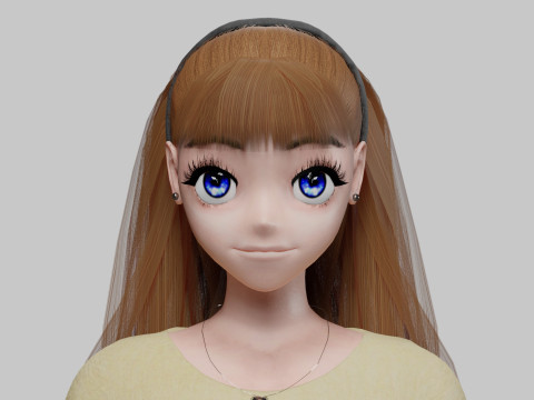 Anime cute girl V33818 Modèle 3D