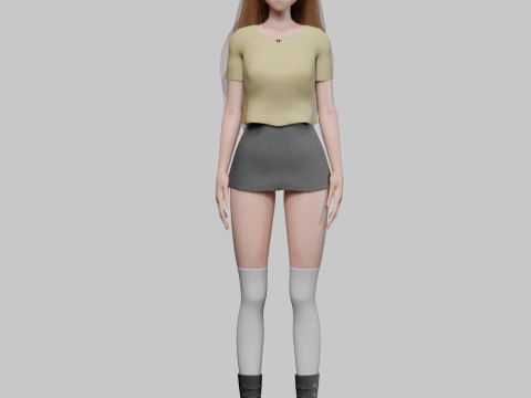 Anime cute girl V33818 Modèle 3D
