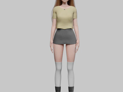 Anime cute girl V33818 3D Model
