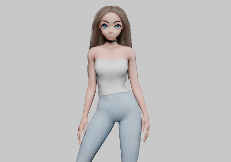 Anime Standard girl V34179 3D Model .c4d .max .obj .3ds .fbx .stl .blend 