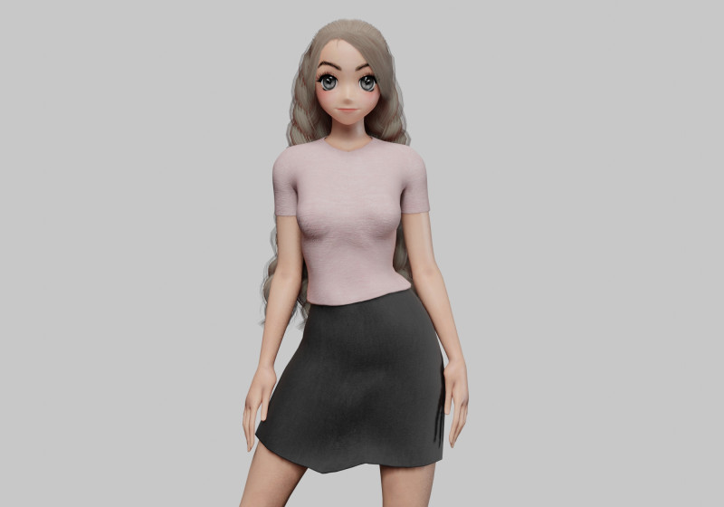 Anime stylized girl V32427 Modèle 3D .c4d .max .obj .3ds .fbx .stl .blend 