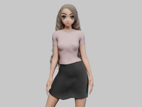 Menina estilizada de anime V32427 Modelo 3D
