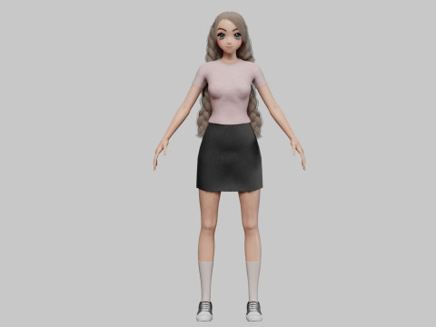 Anime stylized girl V32427 Modèle 3D