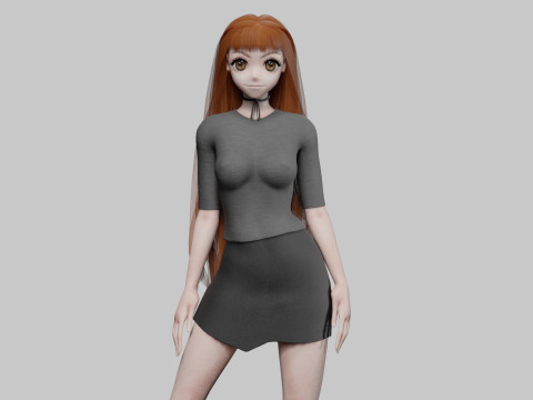 Anime teen girl V31524 3D Model