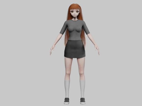 Anime teen girl V31524 3D Model