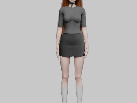 Anime teen girl V31524 3D Model