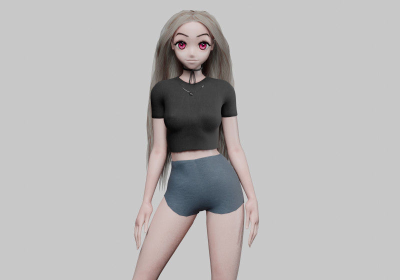 Anime Young girl V34196 3D 模型 .c4d .max .obj .3ds .fbx .stl .blend 