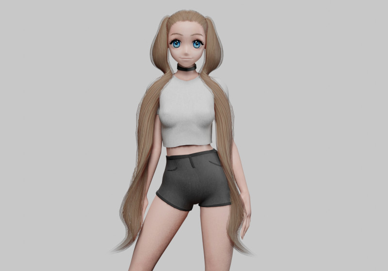 Basic anime girl V27846 3D Model .c4d .max .obj .3ds .fbx .stl .blend 