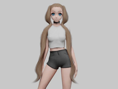 기본 애니메이션 소녀 V27846 3D 모델