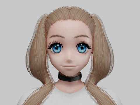 Basic anime girl V27846 3D Model