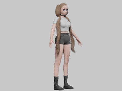 Basic anime girl V27846 3D Model