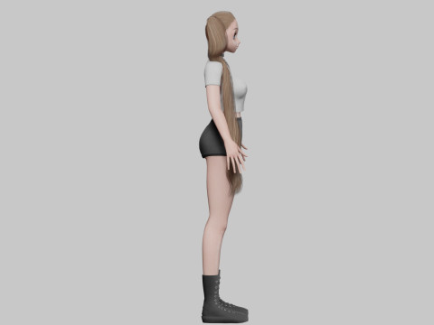 Basic anime girl V27846 3D Model