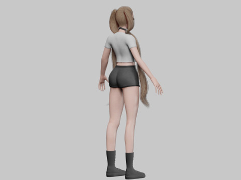 Basic anime girl V27846 3D Model