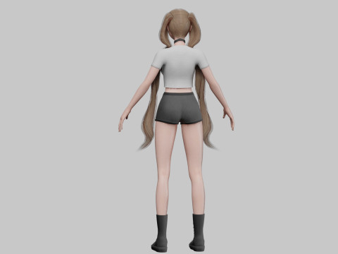 Basic anime girl V27846 3D Model