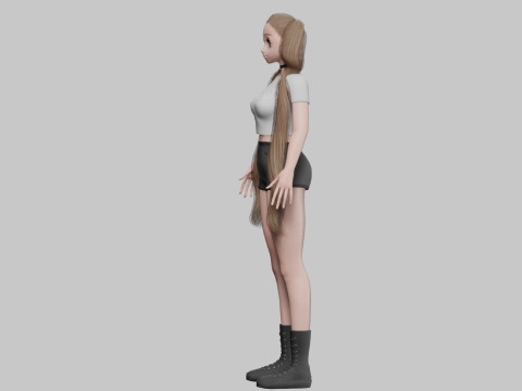 Basic anime girl V27846 3D Model