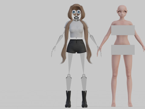 Basic anime girl V27846 3D Model