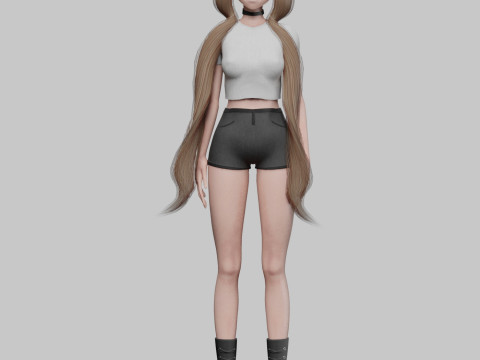 Basic anime girl V27846 3D Model