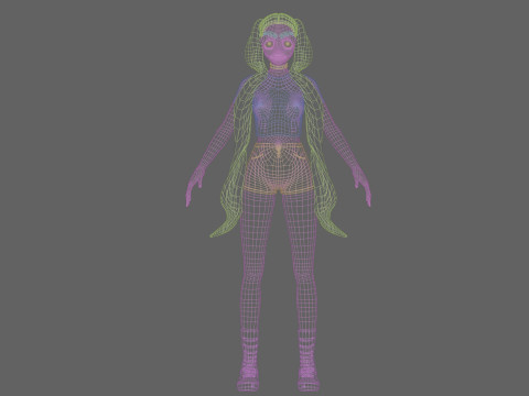 Basic anime girl V27846 3D Model