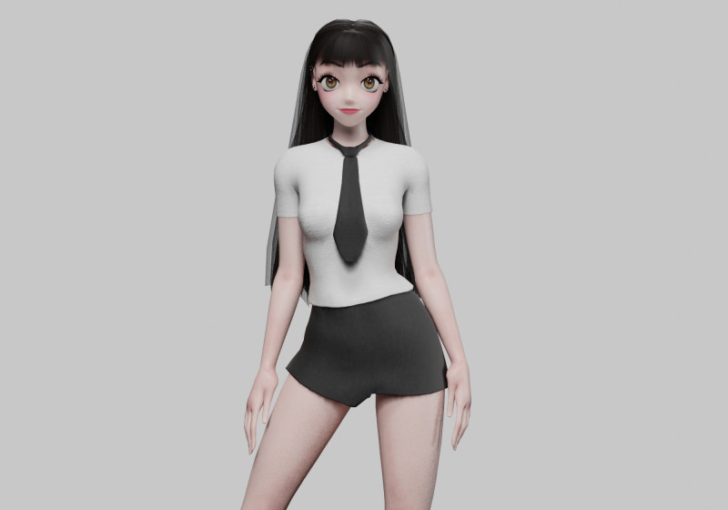 Basic classic girl V29125 3D 模型 .c4d .max .obj .3ds .fbx .stl .blend 