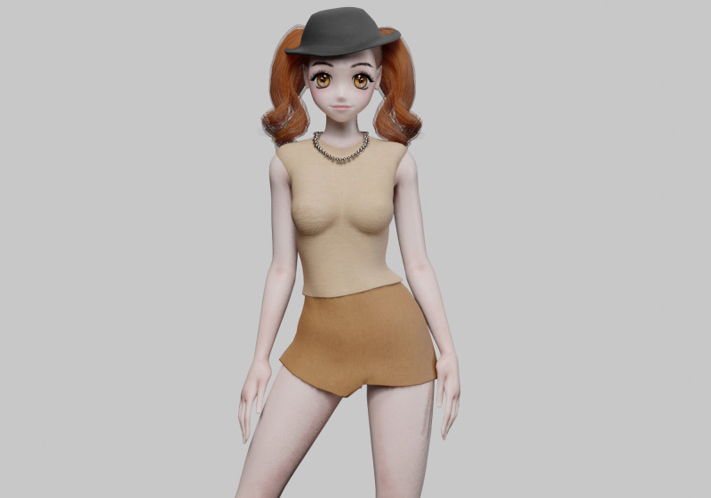 Beautiful anime girl V29066 3D 模型 .c4d .max .obj .3ds .fbx .stl .blend 