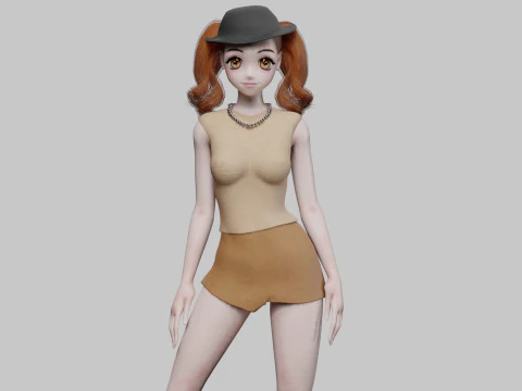 Belle fille anim&eacute;e V29066 Modèle 3D