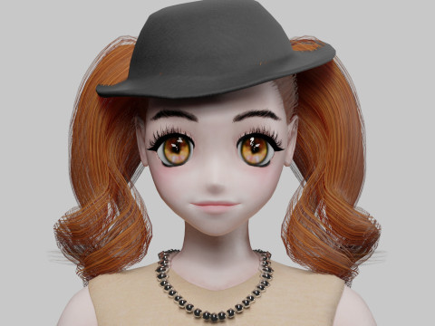 Beautiful anime girl V29066 3D 模型