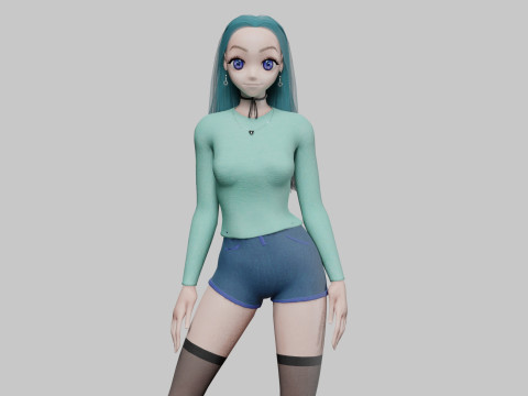 Cartoon anime girl V35884 3D Model