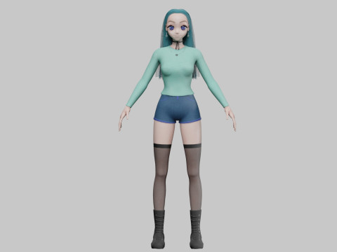 Cartoon anime girl V35884 3D Model